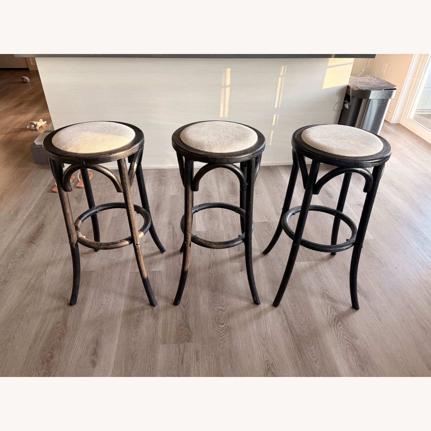 Restoration Hardware Madeleine Black Wood Stools - image-1