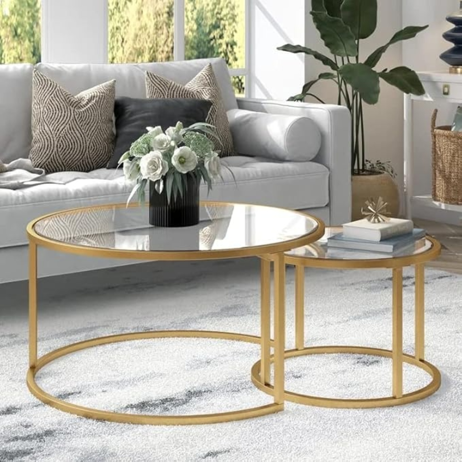 Gold Metal Coffee Table - image-5