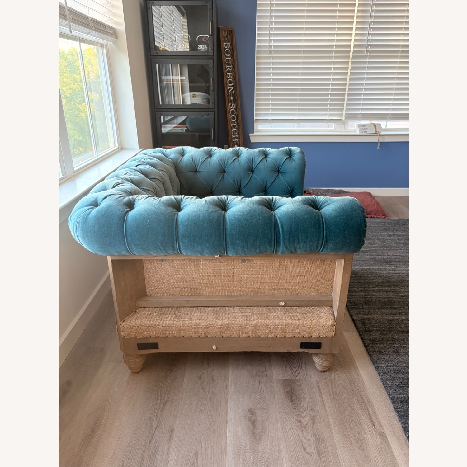 Restoration Hardware Blue Velvet Accent Chair - image-2