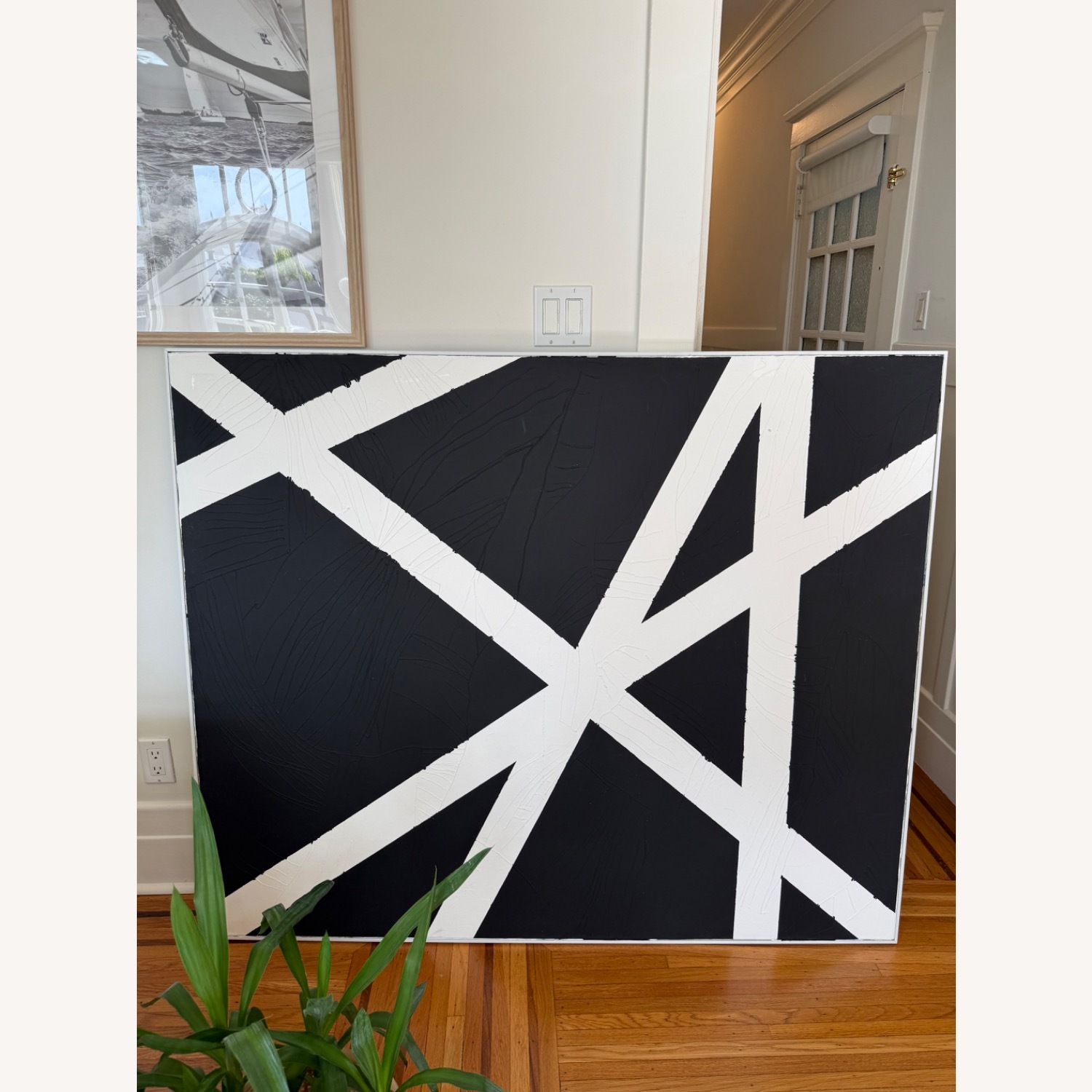 Black and White Abstract Canvas Wall Art - image-1