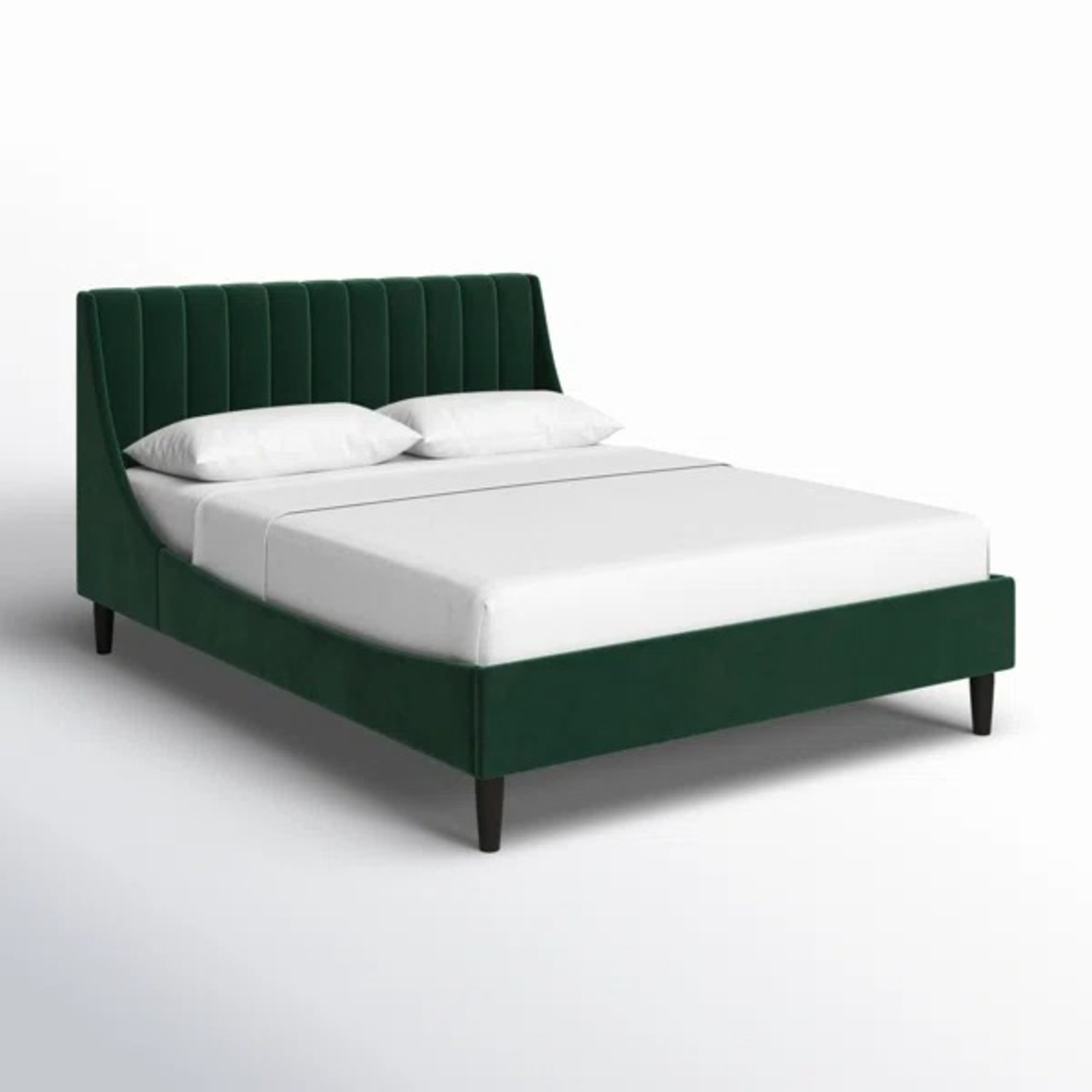 Helaina Dark Green Velvet Bed Frame - image-1