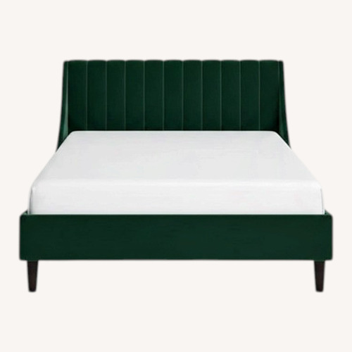 Used Helaina Dark Green Velvet Bed Frame for sale on AptDeco