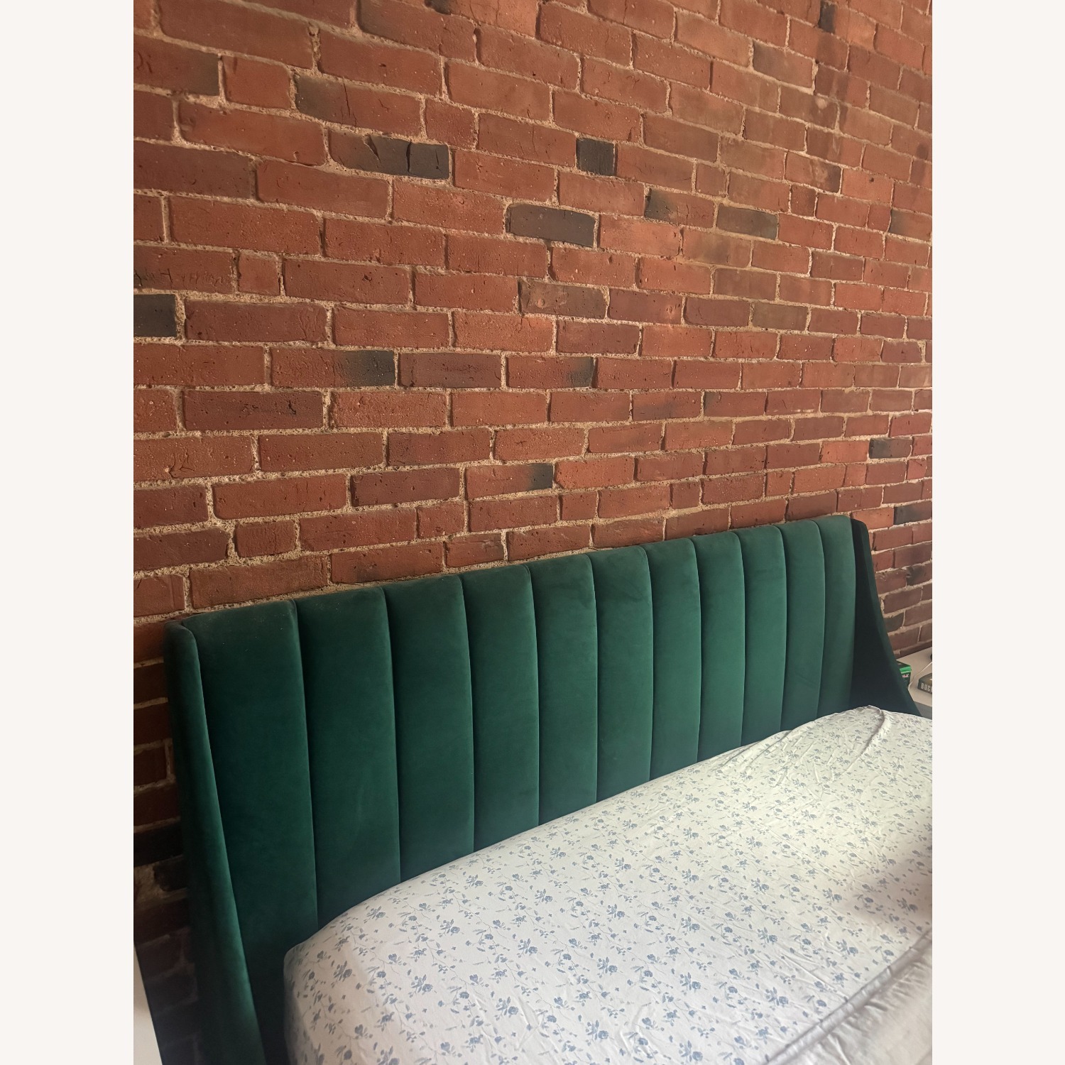 Helaina Dark Green Velvet Bed Frame - image-3