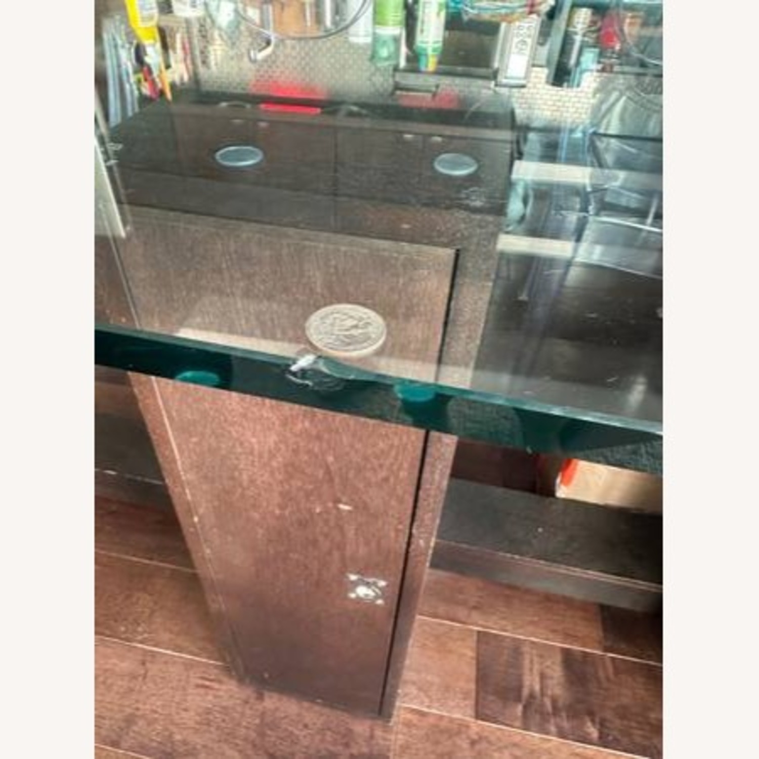 Dark Brown Glass Dining Table - image-3