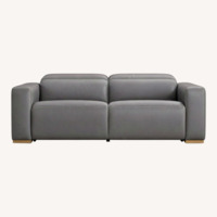Crate & Barrel Drift Gray Leather Power Reclining Sofa
