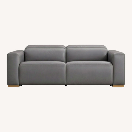 Used Crate & Barrel Drift Gray Leather Power Reclining Sofa for sale on AptDeco