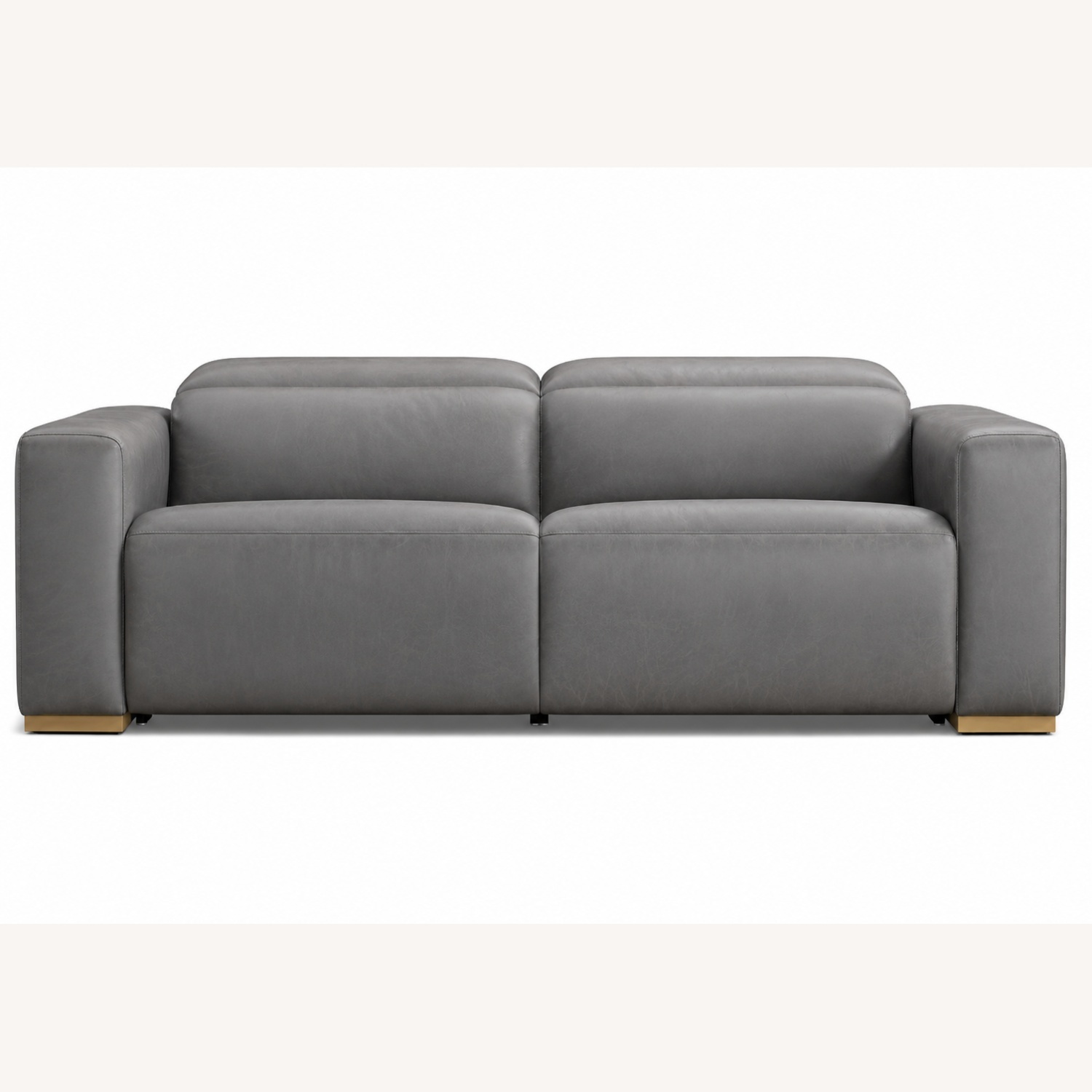 Crate & Barrel Drift Gray Leather Power Reclining Sofa - image-4