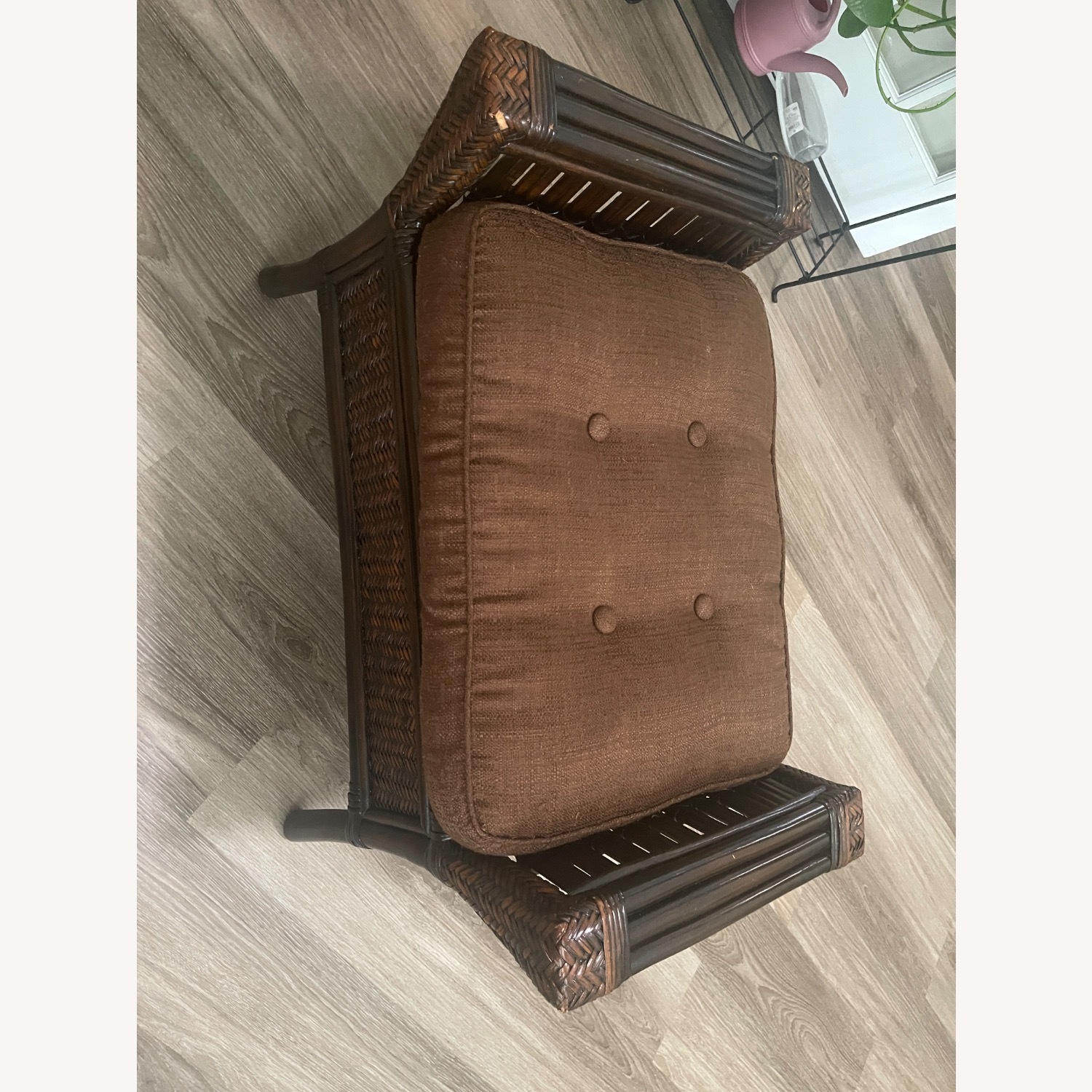 Pier 1 Imports Dark Brown Rattan Ottoman - image-2