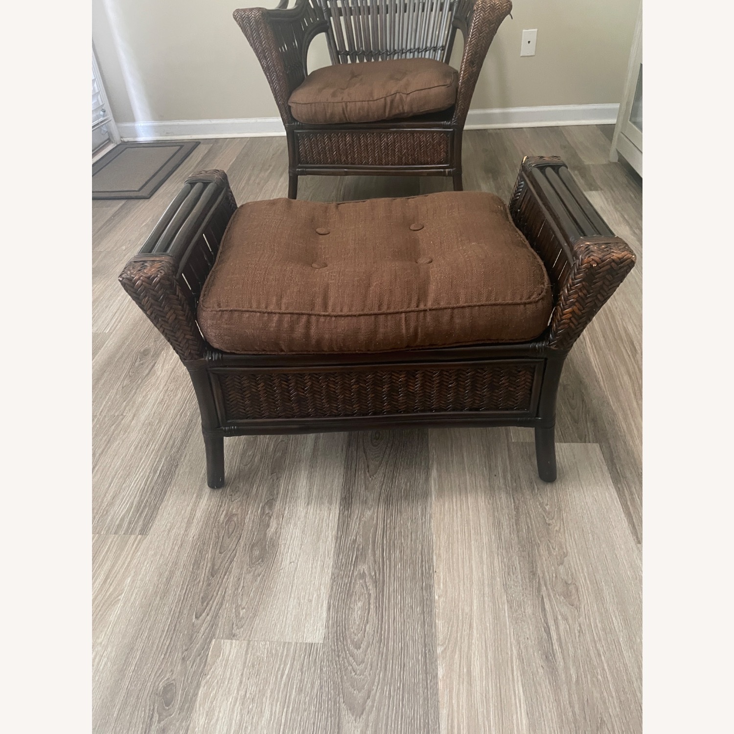 Pier 1 Imports Dark Brown Rattan Ottoman - image-1