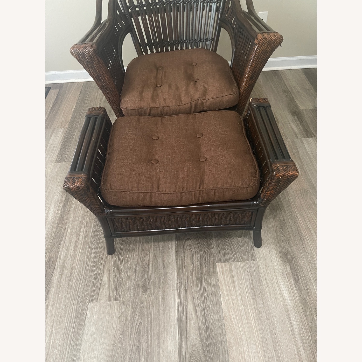 Pier 1 Imports Dark Brown Rattan Ottoman - image-4