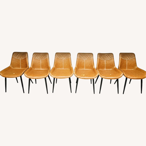 Used Amazon Hamilton Orange Leather Dining Chairs for sale on AptDeco
