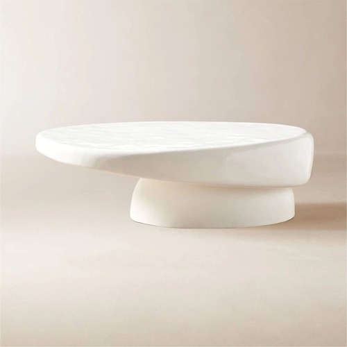 Used CB2 Caleb Zipperer White Concrete Coffee Table for sale on AptDeco
