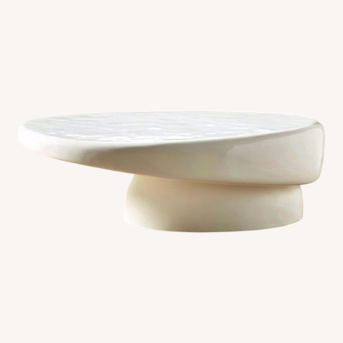 Used CB2 Caleb Zipperer White Concrete Coffee Table for sale on AptDeco