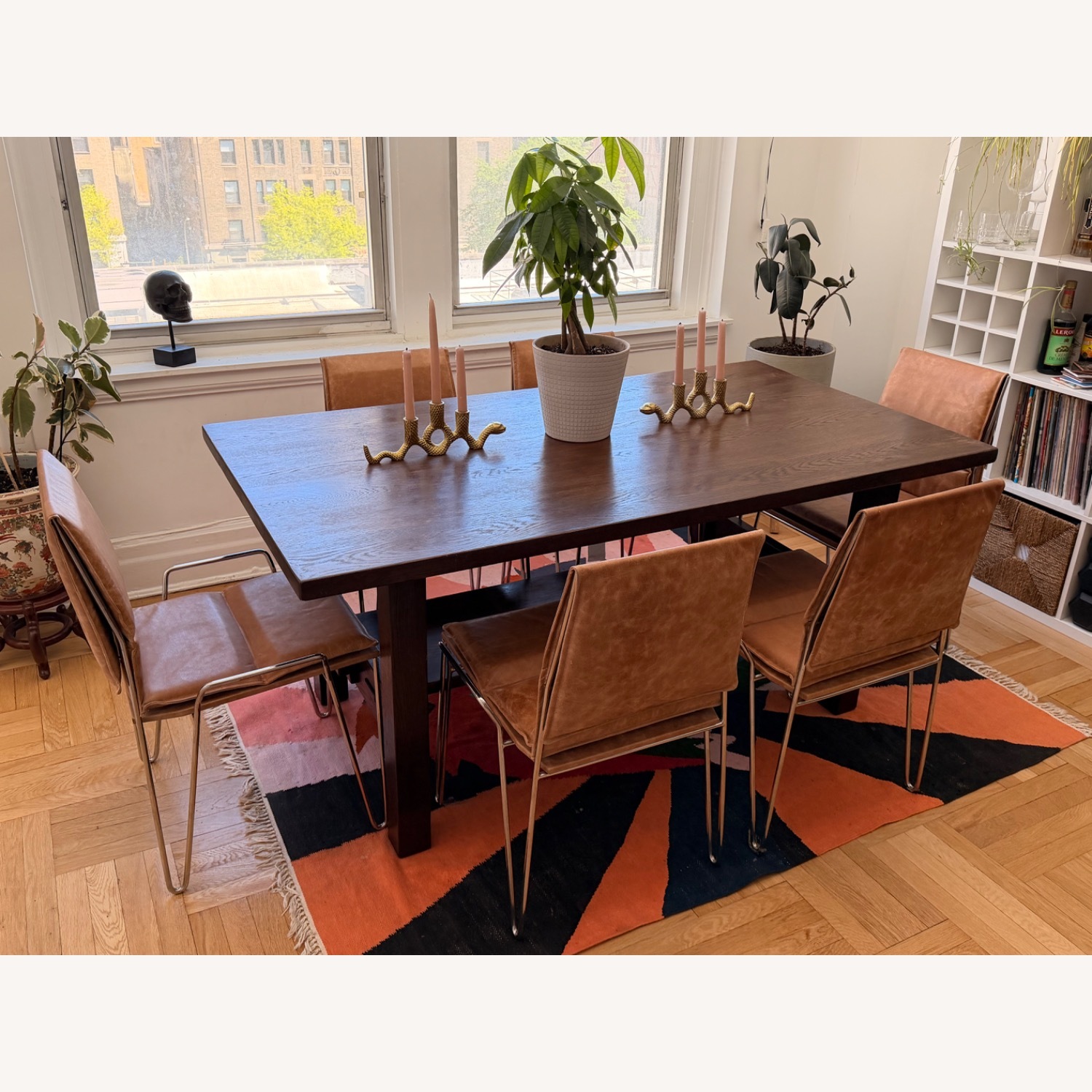 CB2 Sottile Brown Leather Chrome Chairs - image-2
