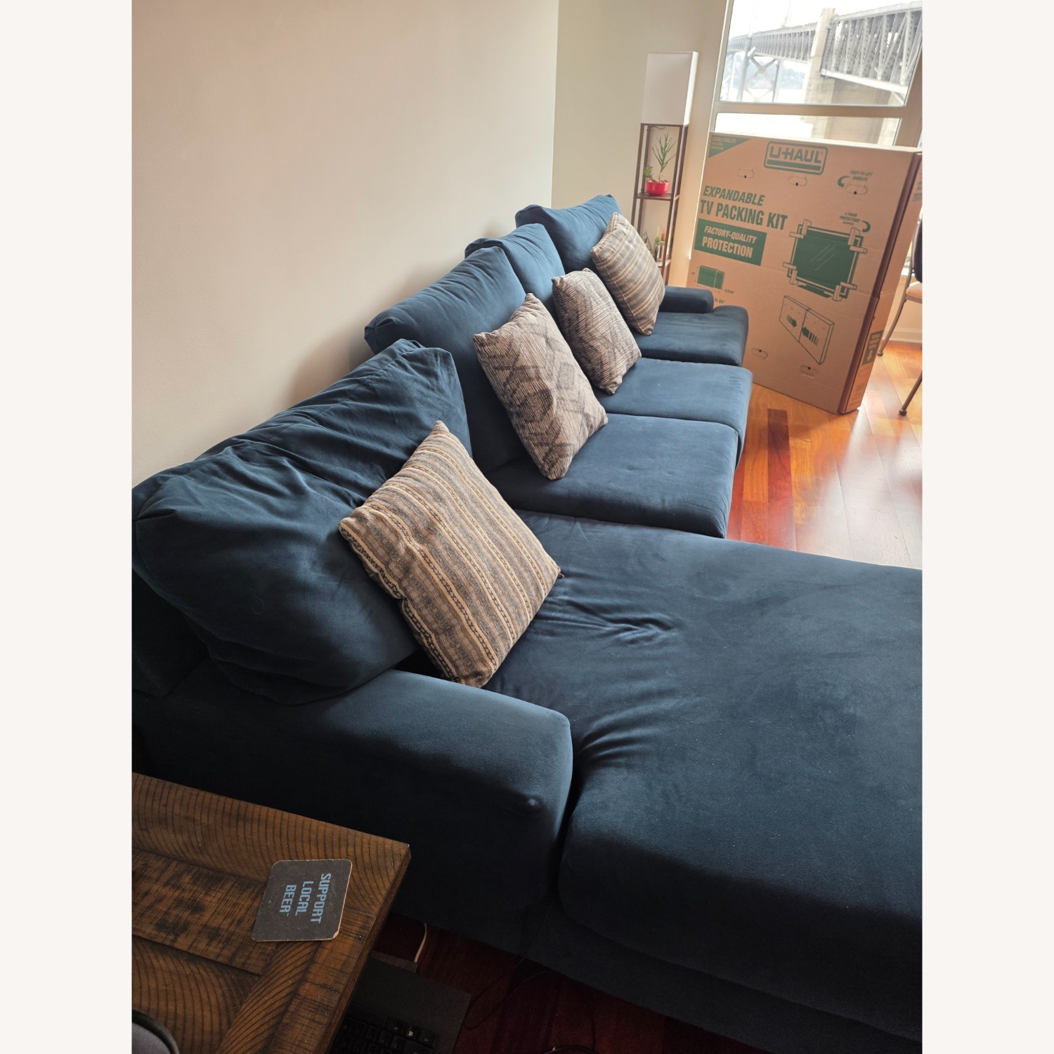 Living Spaces Harper Blue 3+ Piece Sectional - image-3