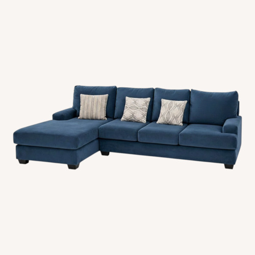 Used Living Spaces Harper Blue 3+ Piece Sectional for sale on AptDeco