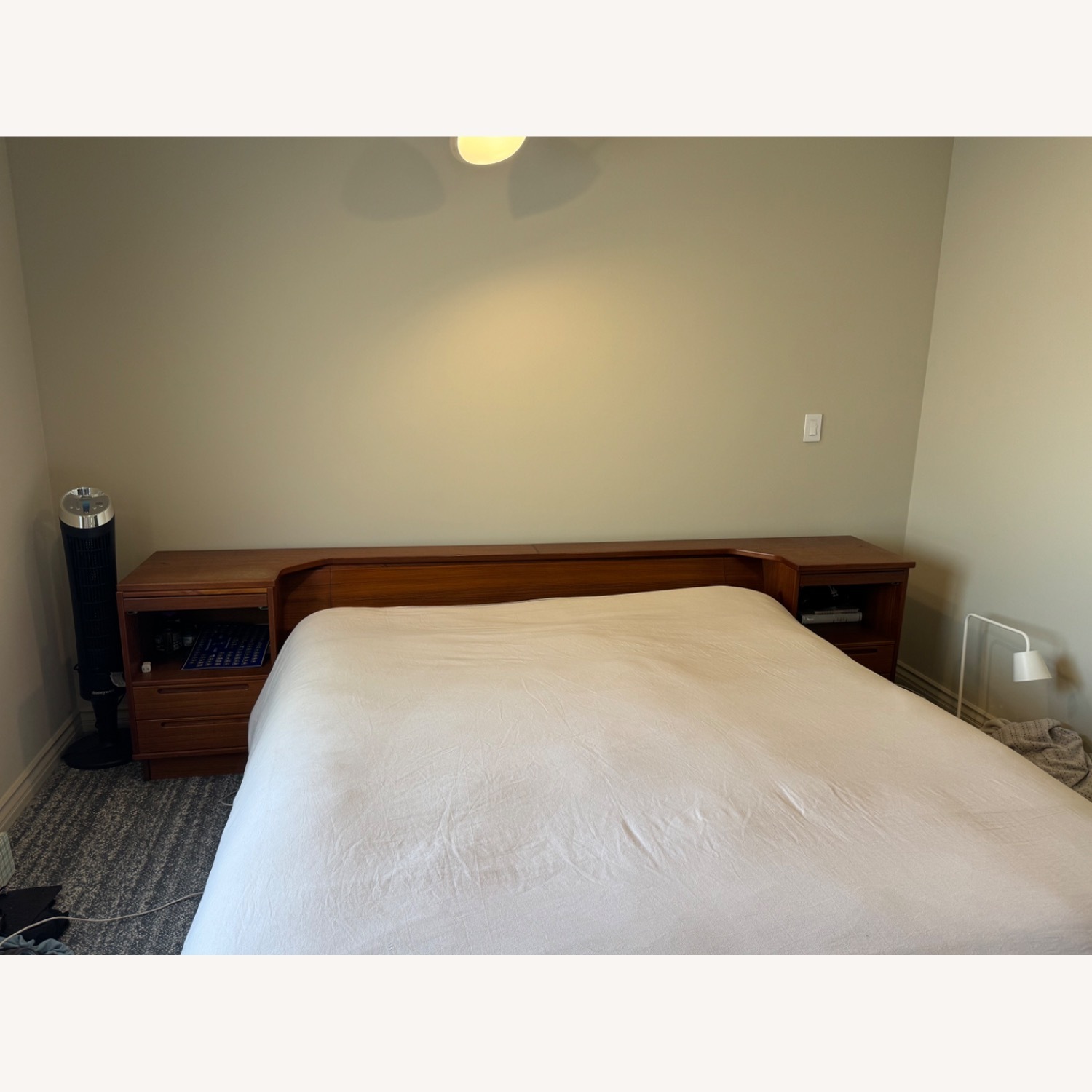 Mid Century King Bed with Attached Nightstands - image-6