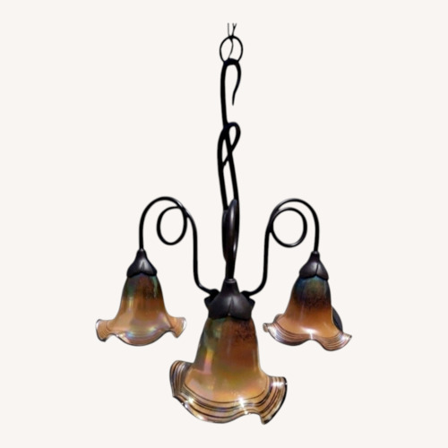 Used Quoizel Salamander Dark Brown Wrought Iron Chandelier for sale on AptDeco