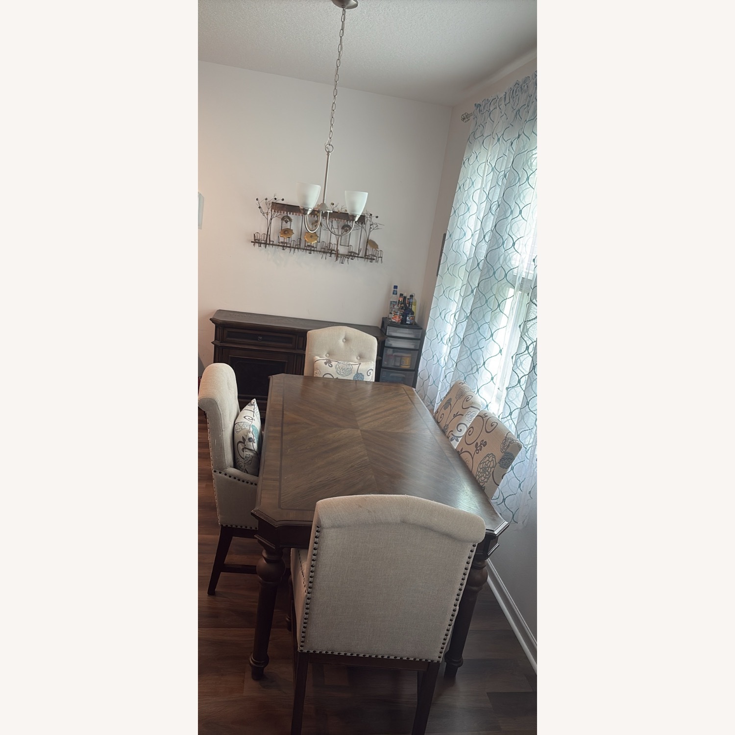 Dining Table with 6 Chairs and Hutch - image-1
