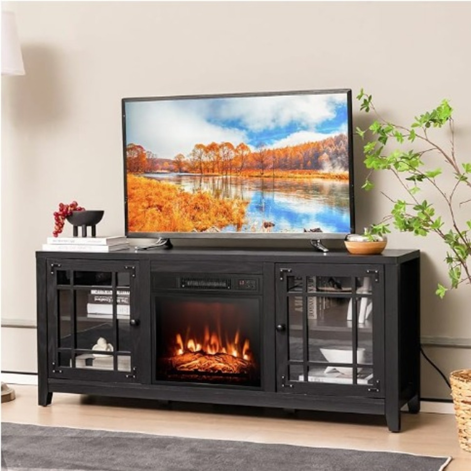 Amazon Tangkula Black Wood Media Storage - image-5