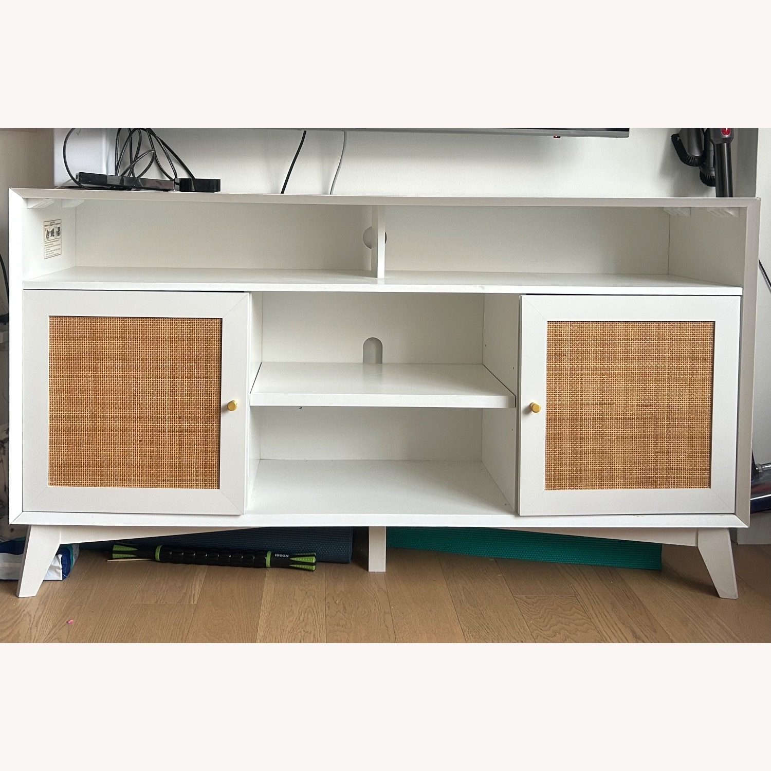 Wayfair Bay Isle Home White Rattan Media Console - image-1