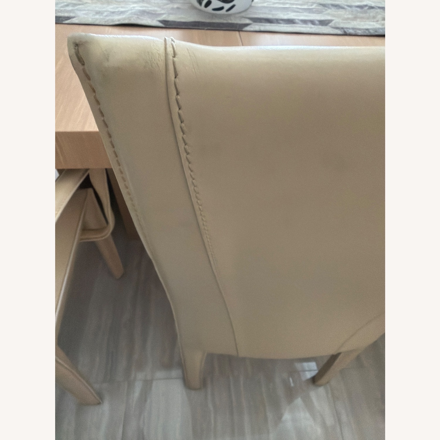 Ivory Italian Leather Dining Chairs - image-7