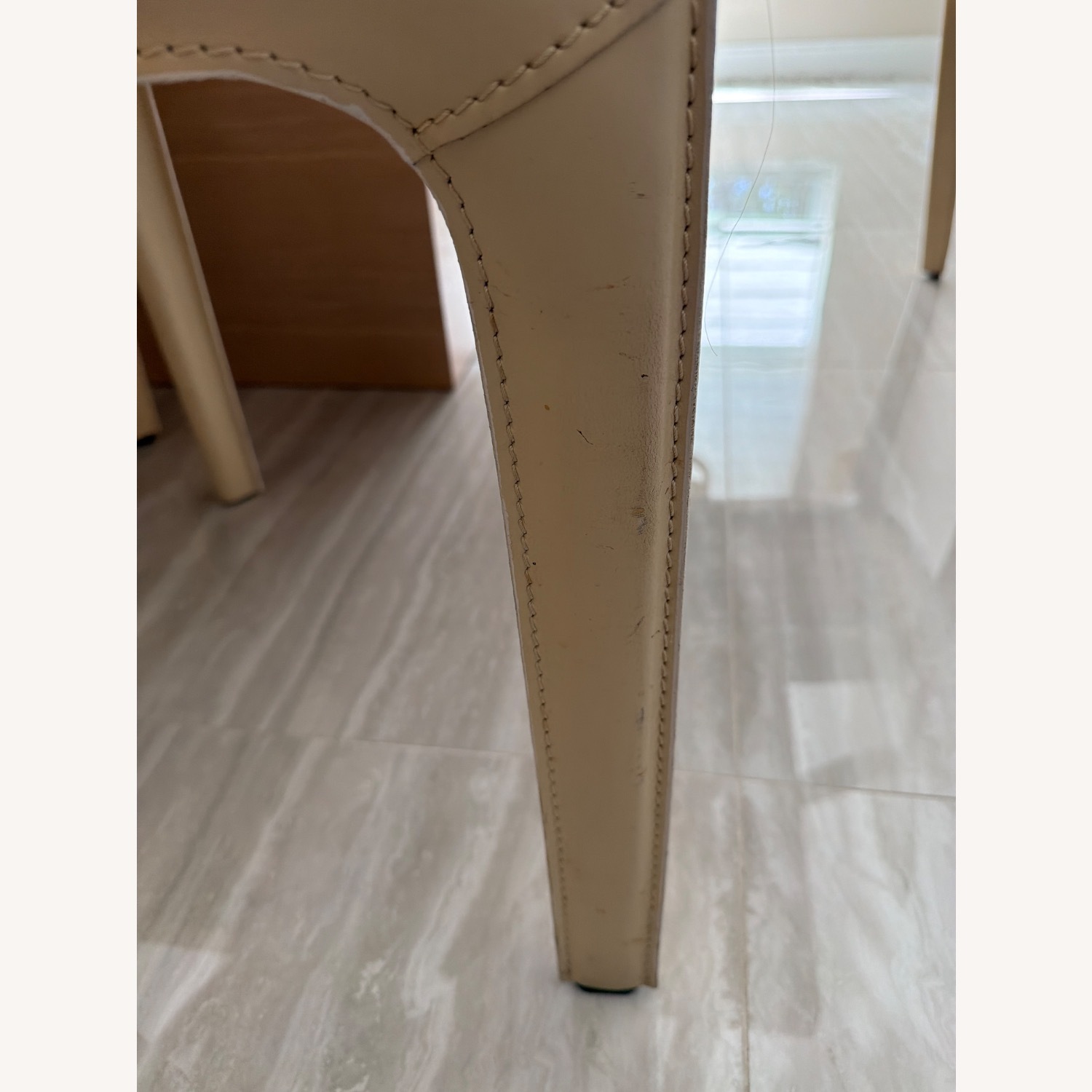 Ivory Italian Leather Dining Chairs - image-6
