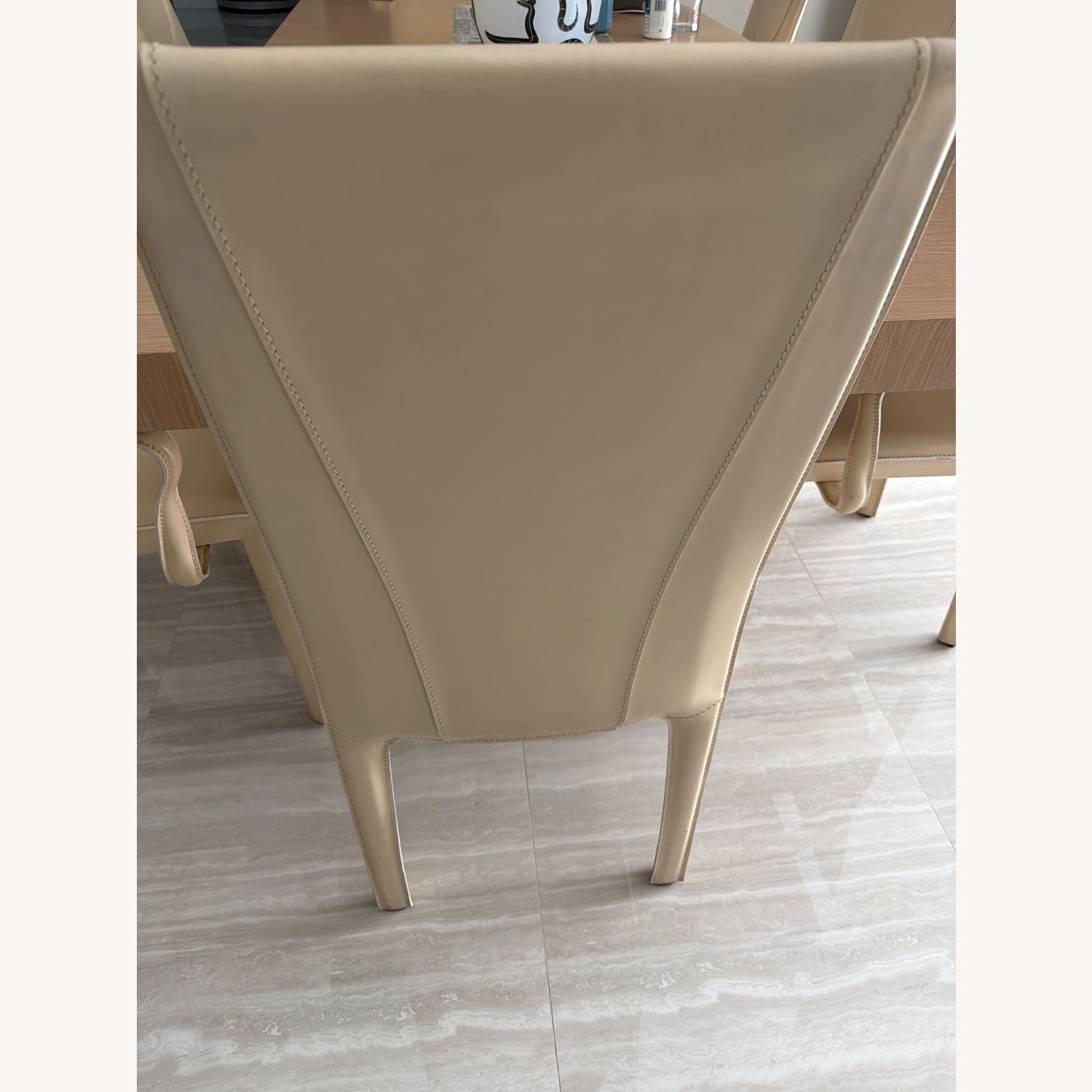 Ivory Italian Leather Dining Chairs - image-3
