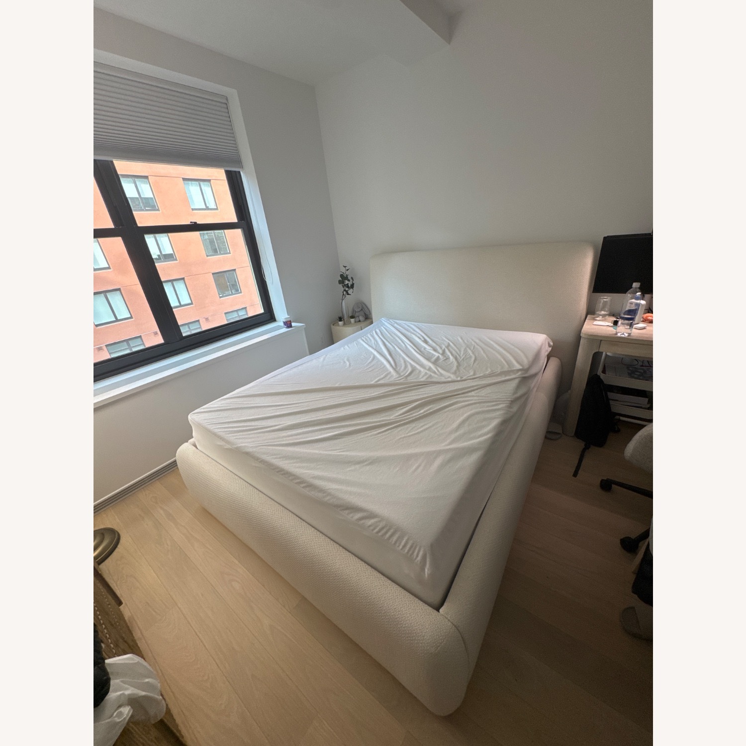 Crate & Barrel White Fabric Queen Bed - image-2