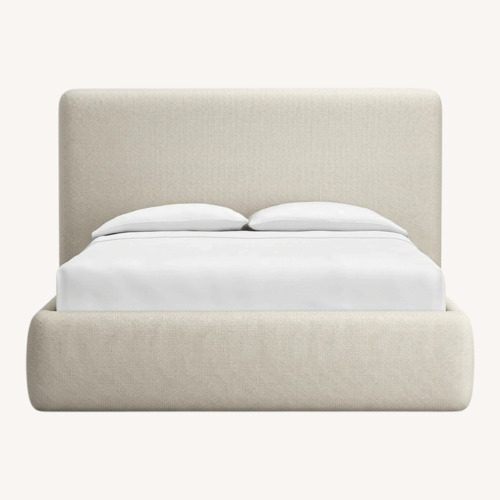 Used Crate & Barrel White Fabric Queen Bed for sale on AptDeco