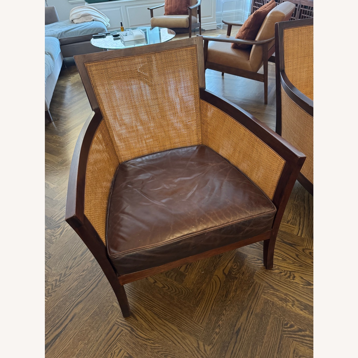 Crate & Barrel Blake Dark Brown Leather Armchair - image-2