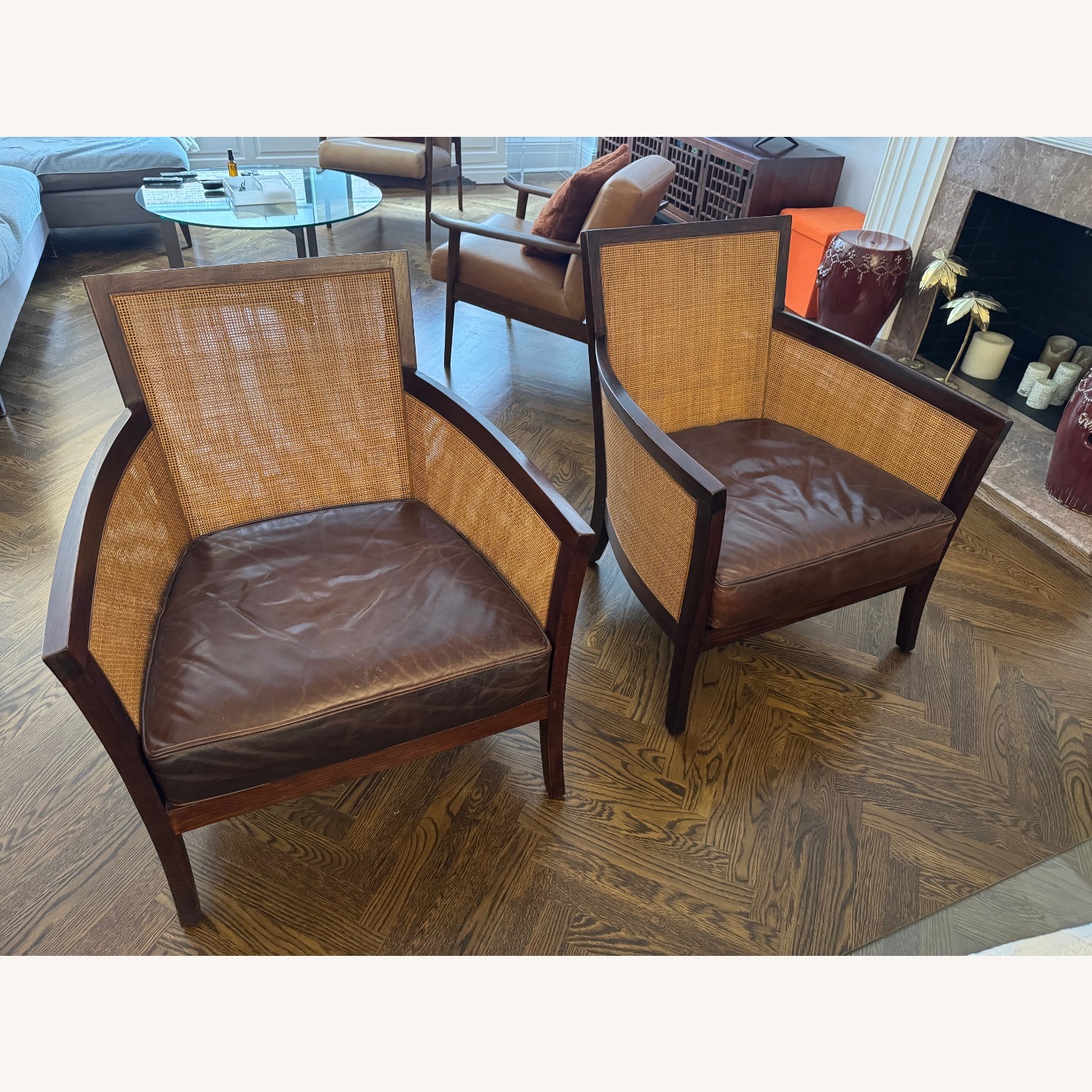Crate & Barrel Blake Dark Brown Leather Armchair - image-1