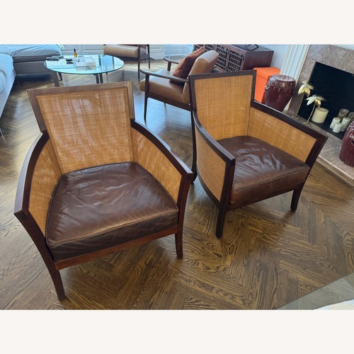 Used Crate & Barrel Blake Dark Brown Leather Armchair for sale on AptDeco