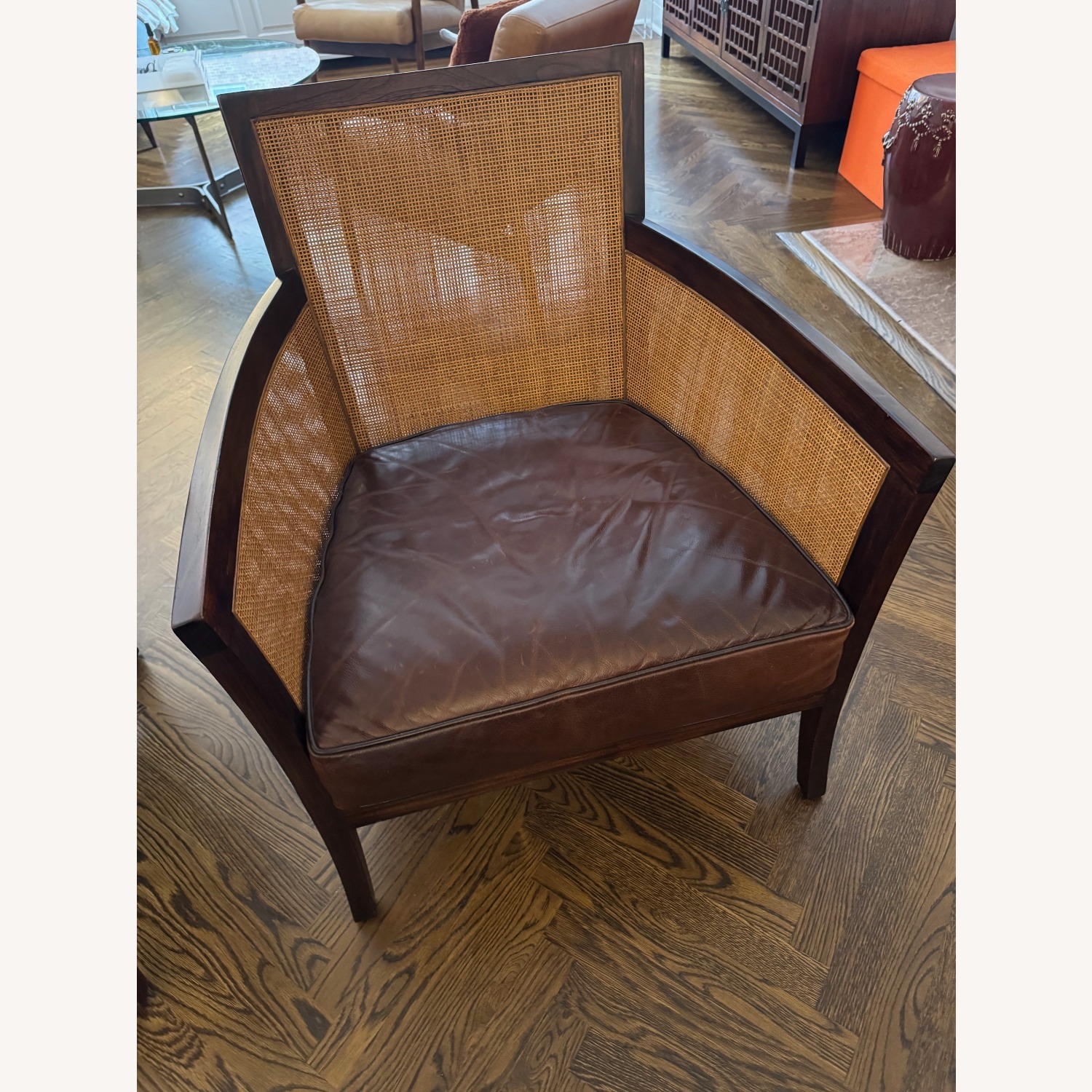 Crate & Barrel Blake Dark Brown Leather Armchair - image-3