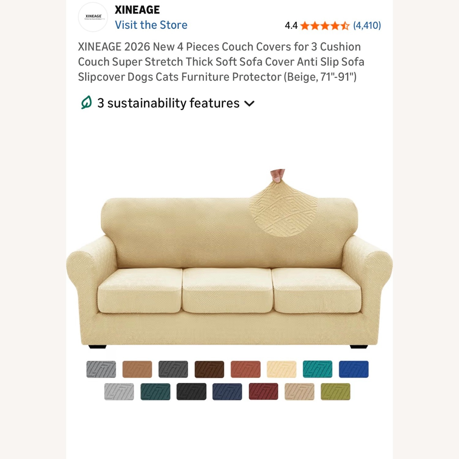 Amazon Light Brown 3+ Seater Sofa - image-3
