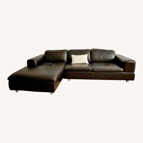 Used American Leather Black Leather 2 Piece Sectional for sale on AptDeco