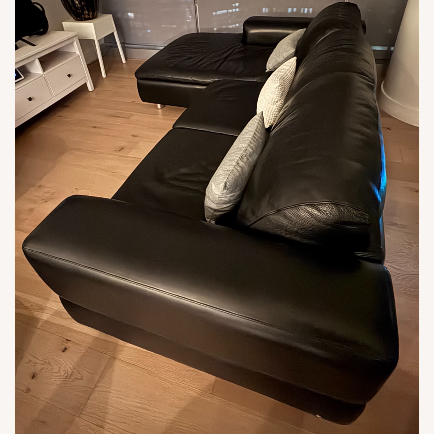 American Leather Black Leather 2 Piece Sectional - image-3