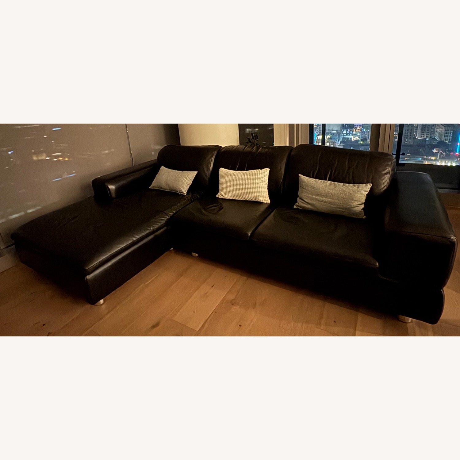 American Leather Black Leather 2 Piece Sectional - image-7