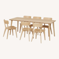IKEA Lisabo Natural Wood Dining Set with 6 Chairs