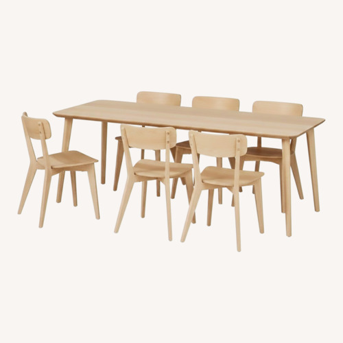 Used IKEA Lisabo Natural Wood Dining Set with 6 Chairs for sale on AptDeco