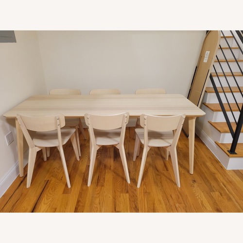 Used IKEA Lisabo Natural Wood Dining Set with 6 Chairs for sale on AptDeco