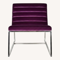 Purple Velvet Modern Accent Chair with Chrome Base
