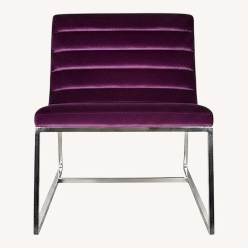 Used Purple Velvet Modern Accent Chair with Chrome Base for sale on AptDeco