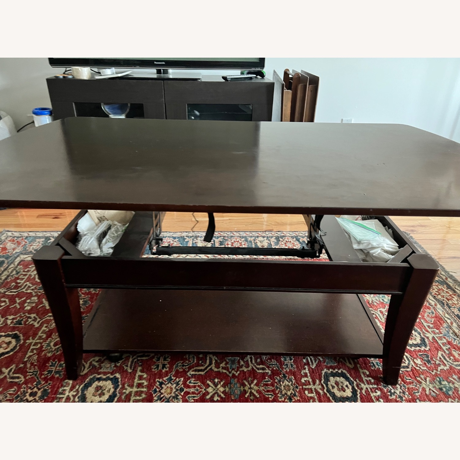 Dark Brown Wood Coffee Table - image-3