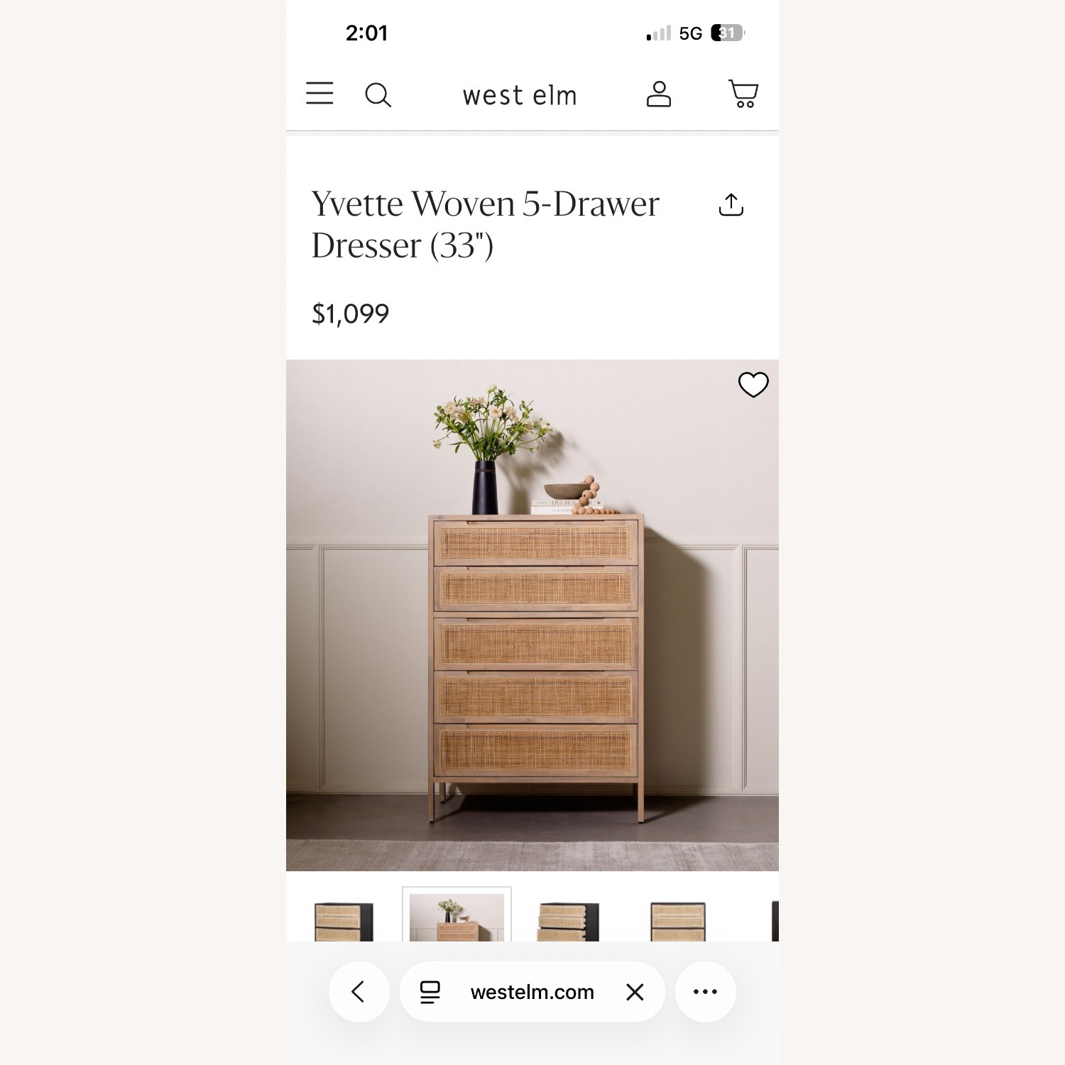 West Elm Natural Wood Dresser - image-3