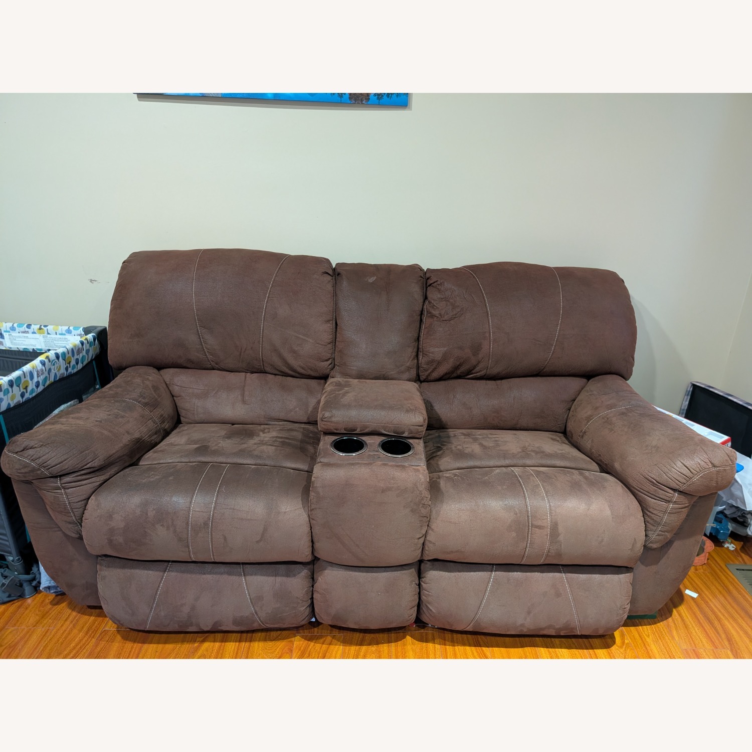 Dark Brown Fabric 3+ Piece Sectional - image-2