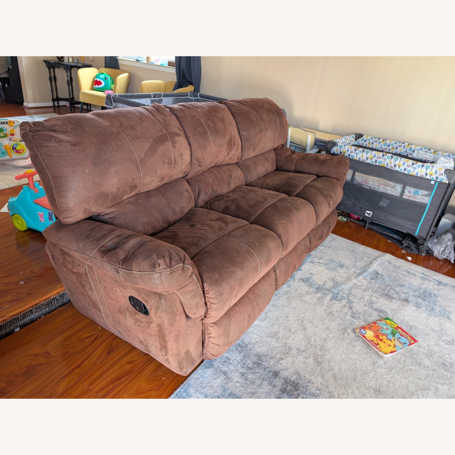 Dark Brown Fabric 3+ Piece Sectional - image-1