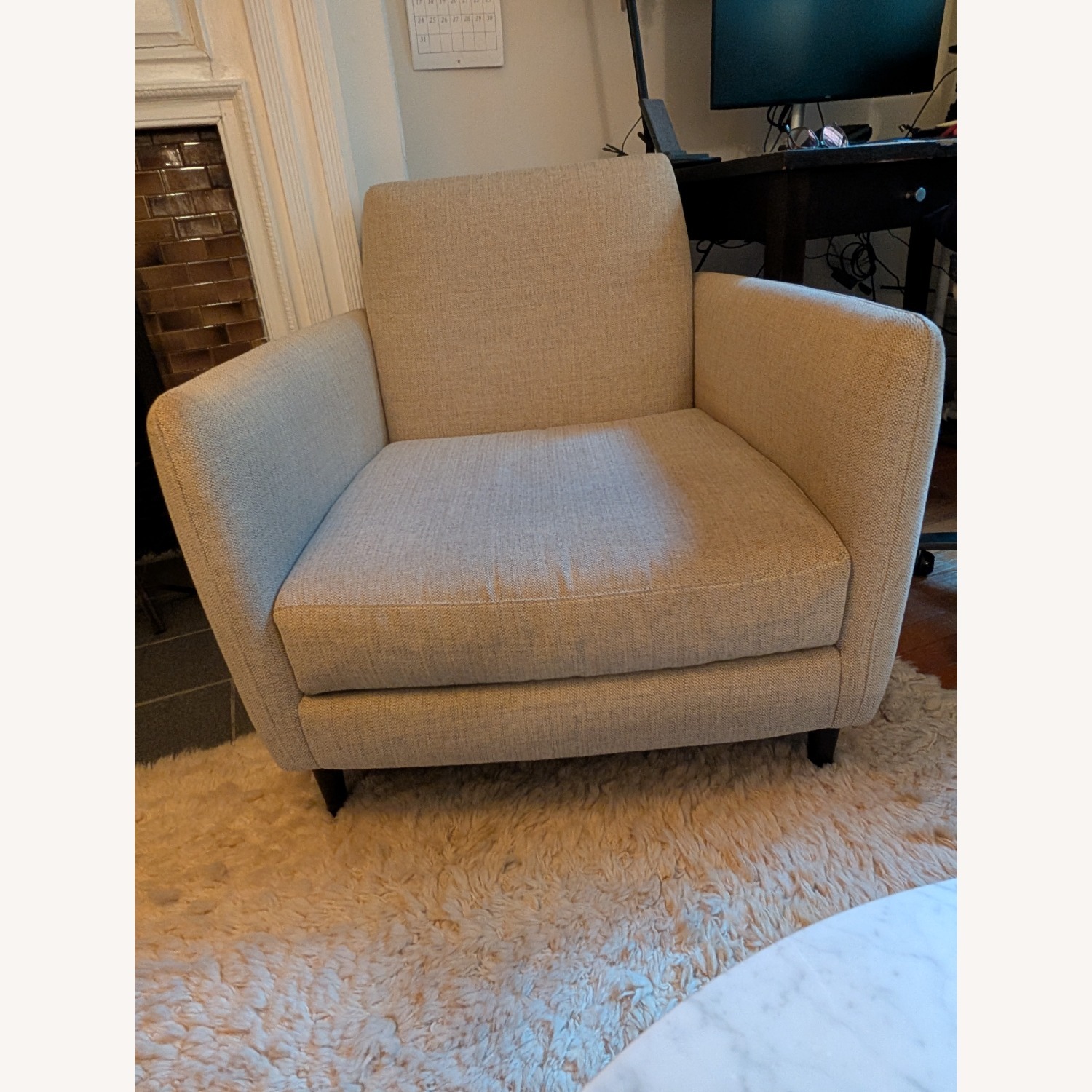 CB2 Parlour Chair Natural Fabric Armchair - image-1