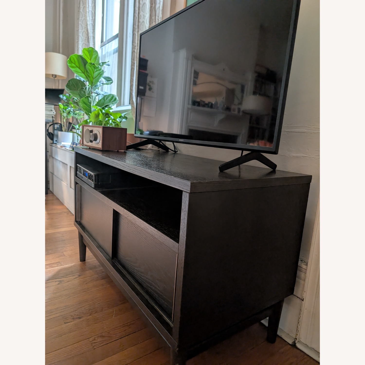 West Elm Dark Brown Wood Media Storage - image-2