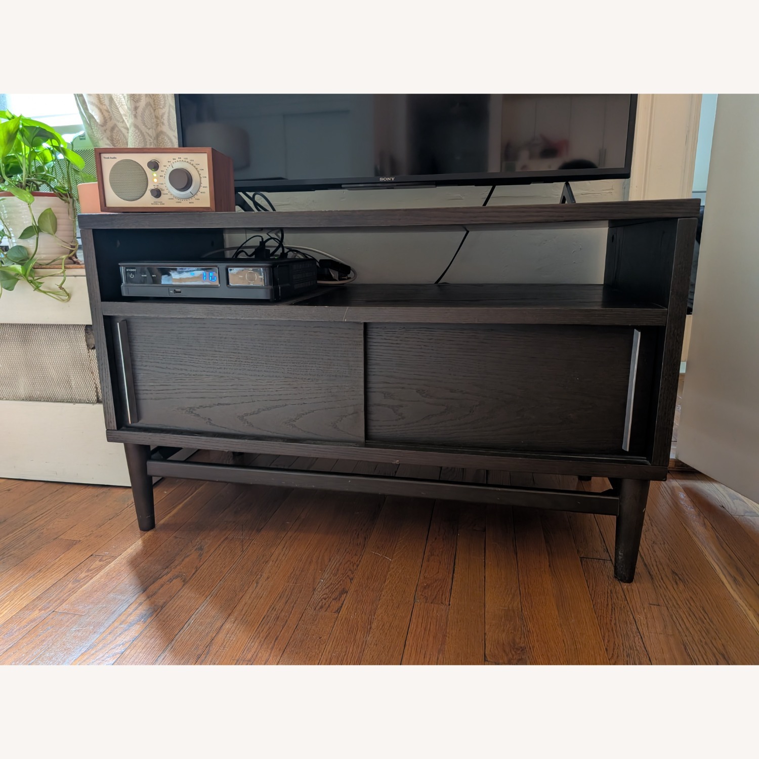 West Elm Dark Brown Wood Media Storage - image-1